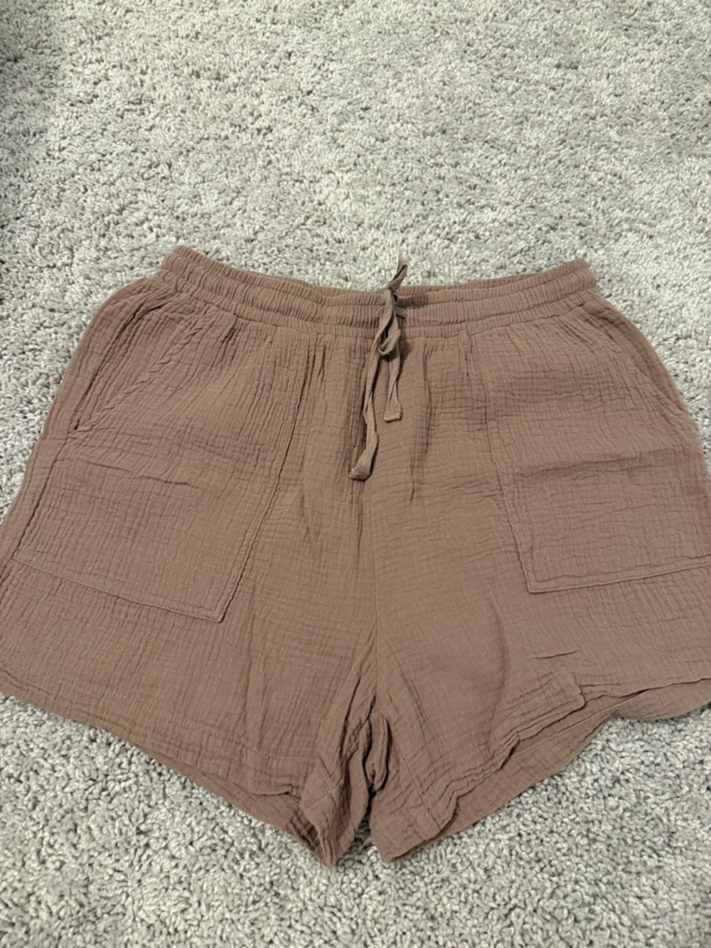 Bobi Women’s Relaxed Drawstring Shorts in Brown Gauze